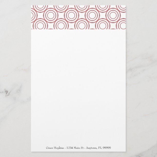 Red Circle Mönster personalize Stationery Brevpapper (Framsida)