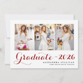 Red Class of 2025 Photo Collage Studenten Inbjudningar