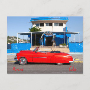 Red Classic car, Havana Vykort
