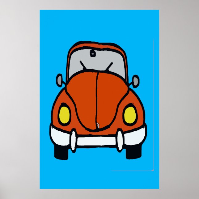 Red Classic Car Tecknad Poster (Framsidan)