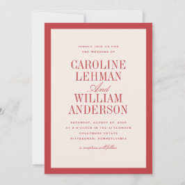 Red Classic Elegant Wedding  Inbjudningar