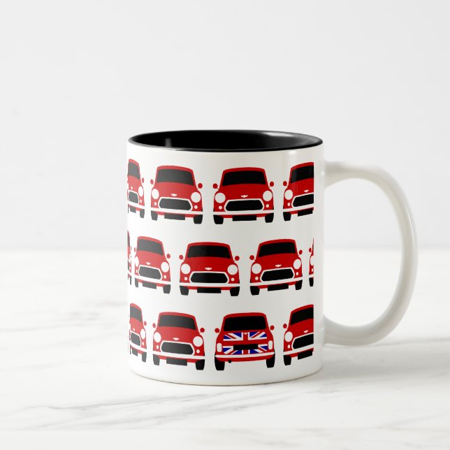 Red Classic Mini Car/w Union Jack Mugg (Höger)
