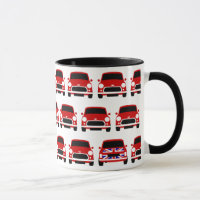 Red Classic Mini Car/w Union Jack Mugg