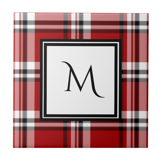 Red Classic Play Monogram Ceramic Tile Kakelplatta (Framsidan)