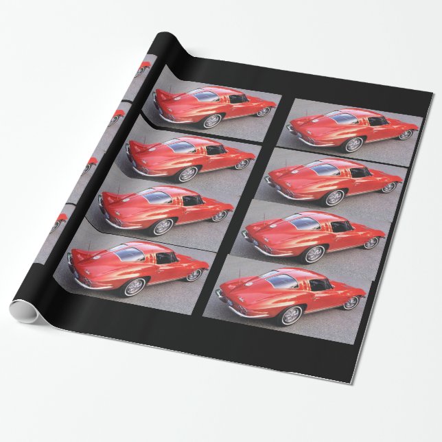 Red Classic Split Window Red Corvette Presentpapper (Utrullad)