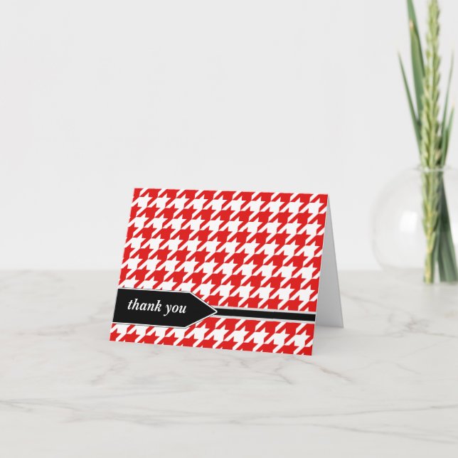 Red Classy Houndstooth - Tack-kort Tack Kort (Framsida)