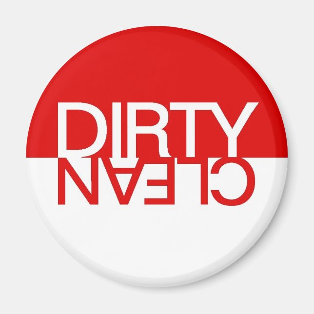 Red Clean Dirty Dishwasher Magnet (Framsidan)