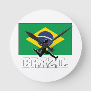 Red Clock för Brasiliens fotbollslag Rund Klocka