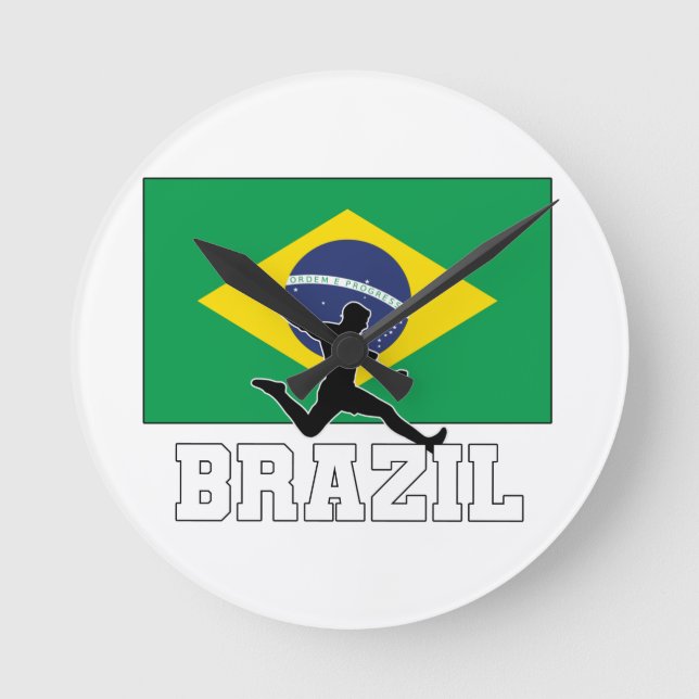 Red Clock för Brasiliens fotbollslag Rund Klocka (Framsida)