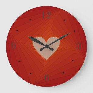 Red Clock with Kärlek Heart Center>Valentiness Gip Stor Klocka