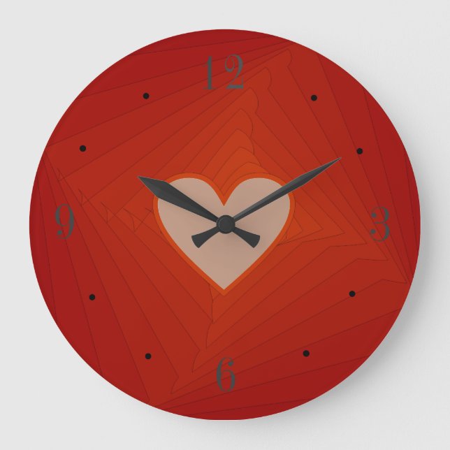 Red Clock with Kärlek Heart Center>Valentiness Gip Stor Klocka (Framsida)