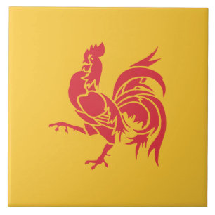 Red Cockerel (Flagga Vallonien) Kakelplatta