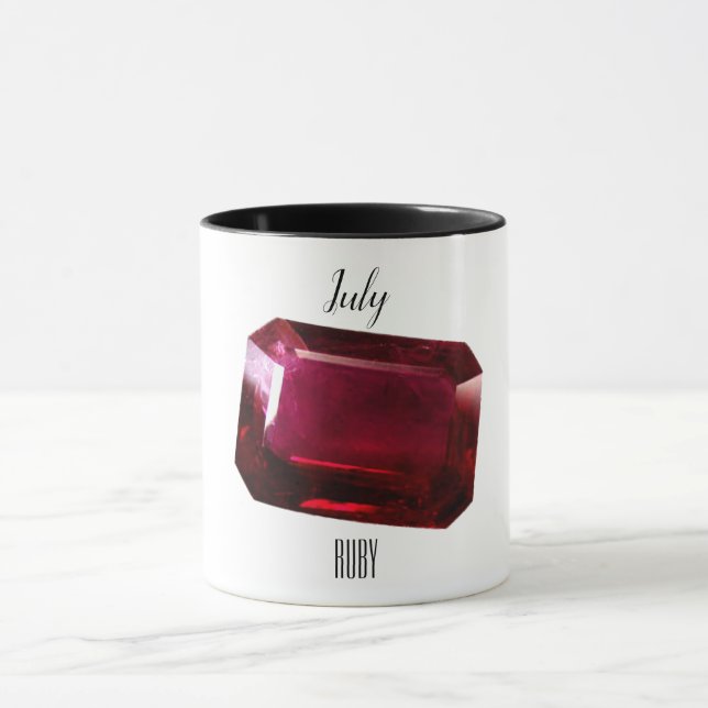 Red Coffee Mugg Ruby Gemstone juli Birthstone (Center)