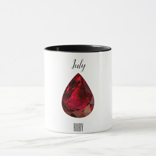Red Coffee Mugg Ruby Gemstone juli Birthstone (Center)