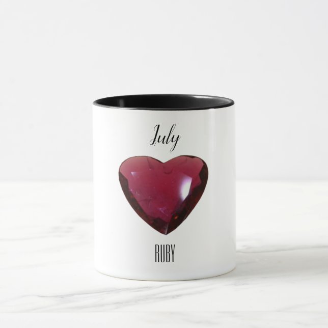 Red Coffee Mugg Ruby Gemstone juli Birthstone (Center)