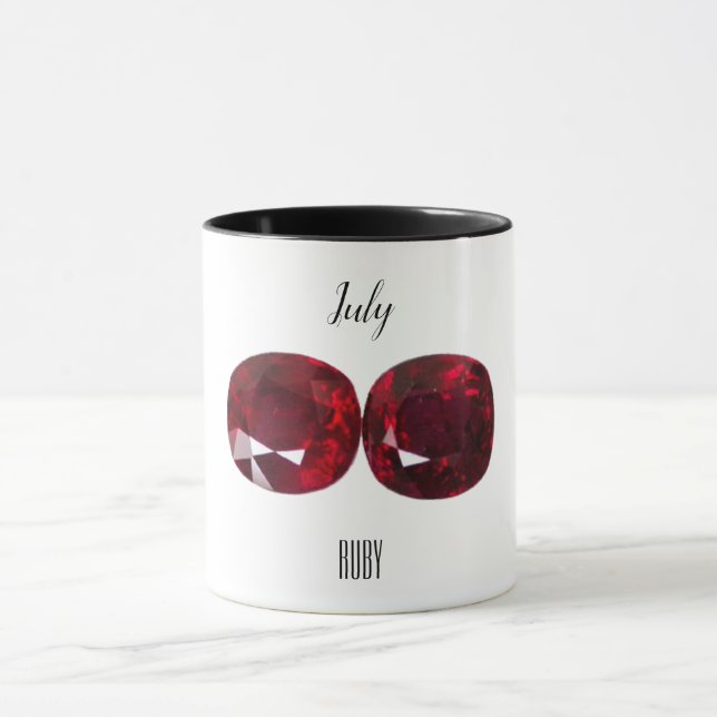 Red Coffee Mugg Ruby Gemstone juli Birthstone (Center)