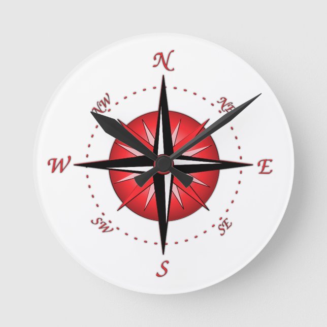 Red Compass Ro Rund Klocka (Framsida)