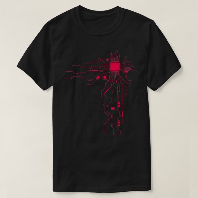 Red Computer CPU Core Heart Geek T Shirt (Design framsida)