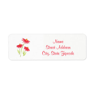 Red Coneflowers Returadress Etikett