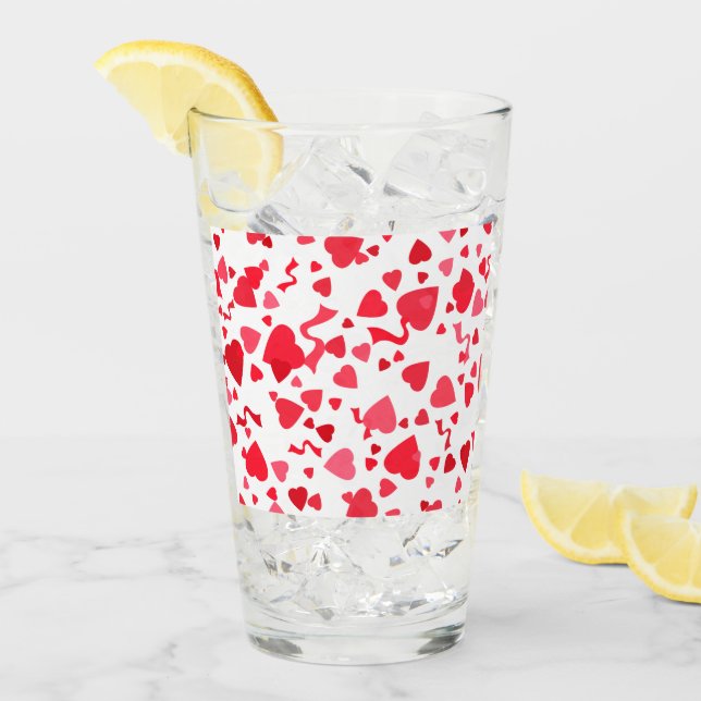 Red Confetti Hearts Glaskopp (Framsida Ice)