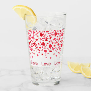 Red Confetti Hearts Kärlek Valentine Day Glaskopp