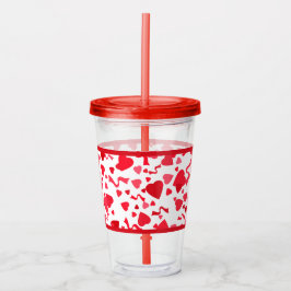 Red Confetti Hearts Mönster Take Away Mugg