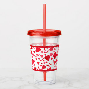 Red Confetti Hearts Mönster Take Away Mugg