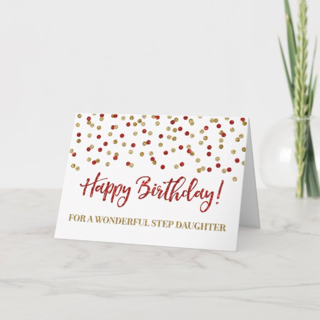 Red Confetti Step Dotter Birthday Card Kort (Framsida)