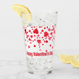 Red Confetti Valentine Hearts Personlig Glaskopp