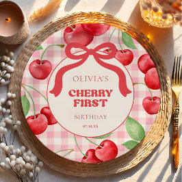 Red Coquette Bow Cherry First Birthday Party