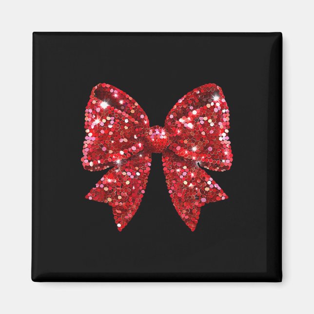 Red Coquette Bow Disco Boll jul Helgdag Wome Magnet (Framsidan)