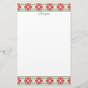 Red Coral Blommigt Patterne Recipe Lakan Brevpapper