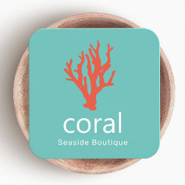 Red Coral Coastal Logotyp Fyrkantigt Visitkort