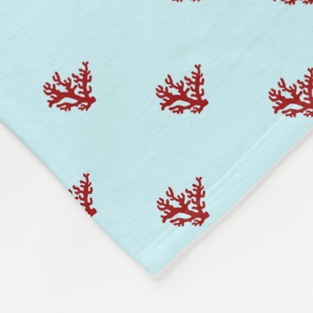 Red Coral Light Blue Fleece Blanket (Hörn)