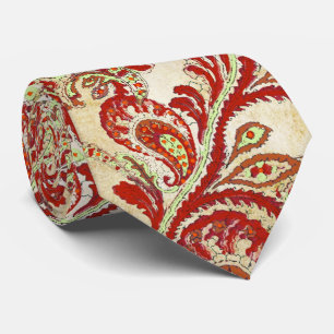 Red Coral Lime Paisley Bröllop Tie Slips