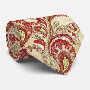 Red Coral Lime Paisley Bröllop Tie Slips