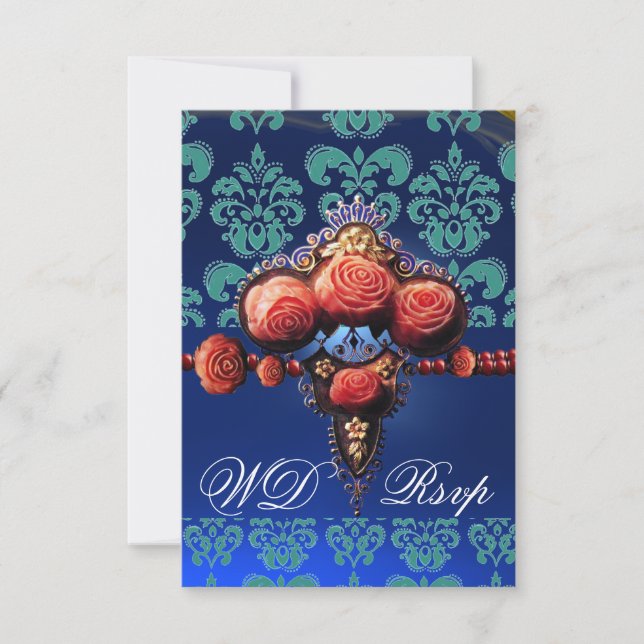 RED CORAL RO,BLUE BLACK DAMASK MONOGRAM OSA (Framsida)