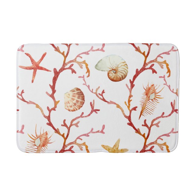 Red Coral & Seashells Bath Mat Badrumsmatta (Framsidan)