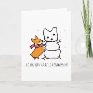 Red Corgi Snögubbe   CorgiSaker Helgkort