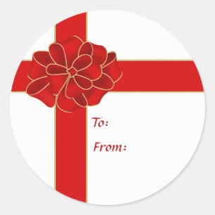 Red Corner Bow Gift Sticker Runt Klistermärke