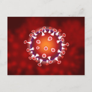 Red Corona Virus Covid Biology Vykort