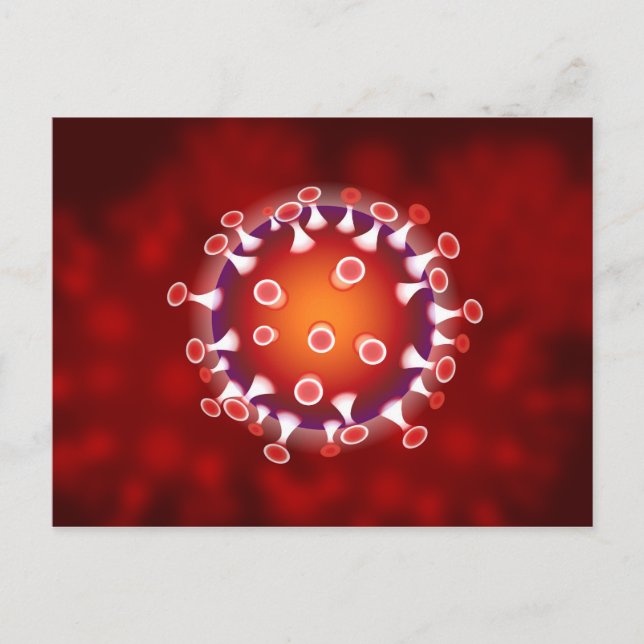 Red Corona Virus Covid Biology Vykort (Framsida)