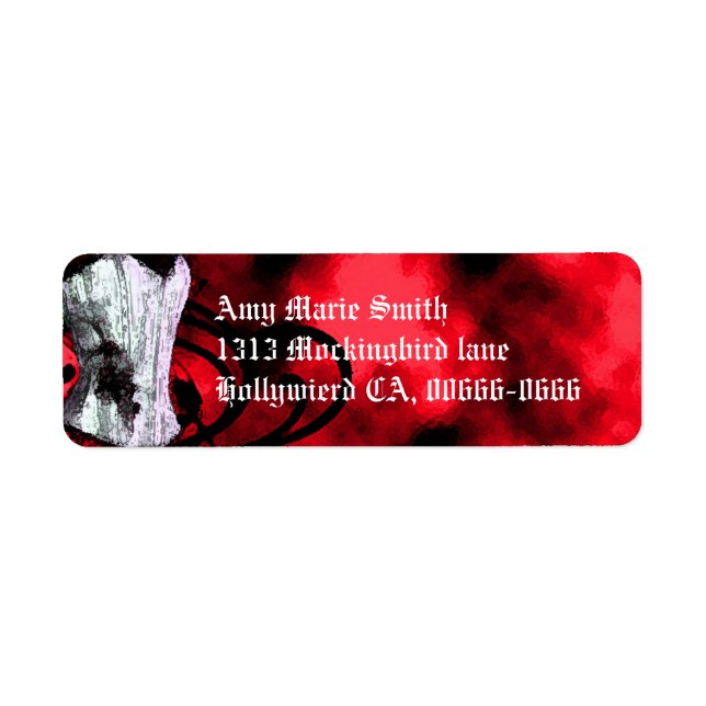 Red Corset Goth Address Label Returadress Etikett (Framsidan)