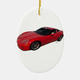 Red Corvette Julgransprydnad Keramik