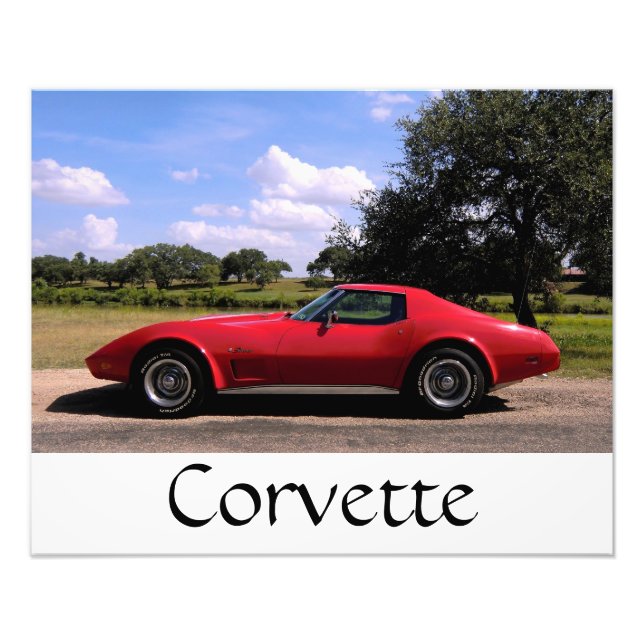 Red Corvette Print Fototryck (Framsidan)