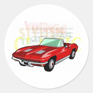 Red Corvette Stingray eller Sting Ray sportbil Runt Klistermärke