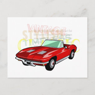 Red Corvette Stingray eller Sting Ray sportbil Vykort