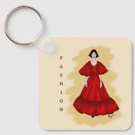 Red Couture Shape with Soft Yellow Atmosphere Nyckelring