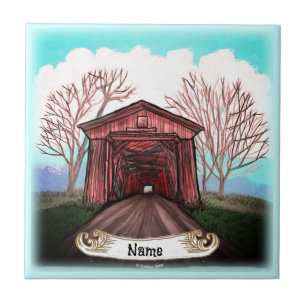 Red Covered Bridge Kakelplatta