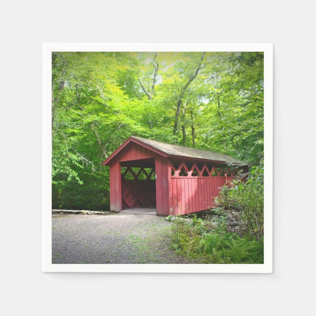 Red Covered Bridge-Pappersservett Pappersservett (Framsidan)
